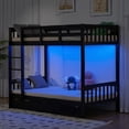 thumbnail image 4 of Zimtown Twin over Twin Bunk Bed with 2 Drawer, Solid Wood Bed Frame with Safety Rail Side Ladders for Dormitory Bedroom, Black, 4 of 10