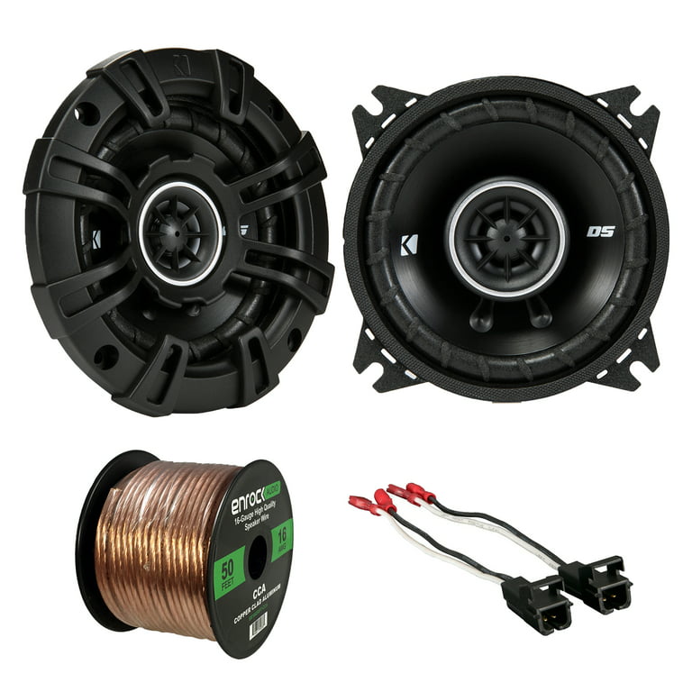 Audio Package: Kicker 43DSC44 D-Series 4-Inch 120 Watt 2-Way Coaxial  Speakers (Pair), Metra 72-4568 Speaker Wire Harness for Select GM Vehicles, 