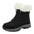 thumbnail image 3 of CAICJ98 Womens Winter Boots Mid-Calf Boots 2025 New Cotton Walking Shoes Waterproof High-top Non-slip Womens Snow Boots (Black,Size 9), 3 of 9