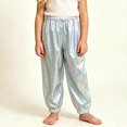 thumbnail image 4 of Lmnyox Kid's Shiny Sequin Pants Loose Fashion Performance Dance Trousers Solid Color Cuffed Party Pants, 4 of 5