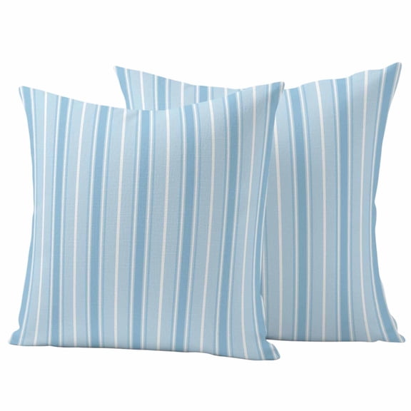 Blue Striped Outdoor Pillow Covers Pack of 2 Boho Light Blue White Stripes Coastal Grandma Minimalist Waterproof Throw Pillow Covers Decorative Cushion Cases for Patio Garden Tent Couch 16x16 inch