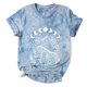 thumbnail image 5 of Blusa de manga corta con cuello redondo y estampado de lazo suelto para mujer Pompotops hfajkhk140609, 5 of 9