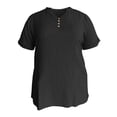 thumbnail image 4 of Landzoo Women'S Shirts Solid Color Short Sleeve V-Neck T-Shirt Summer Loose Fit Women Tops Size 4XL Black, 4 of 4