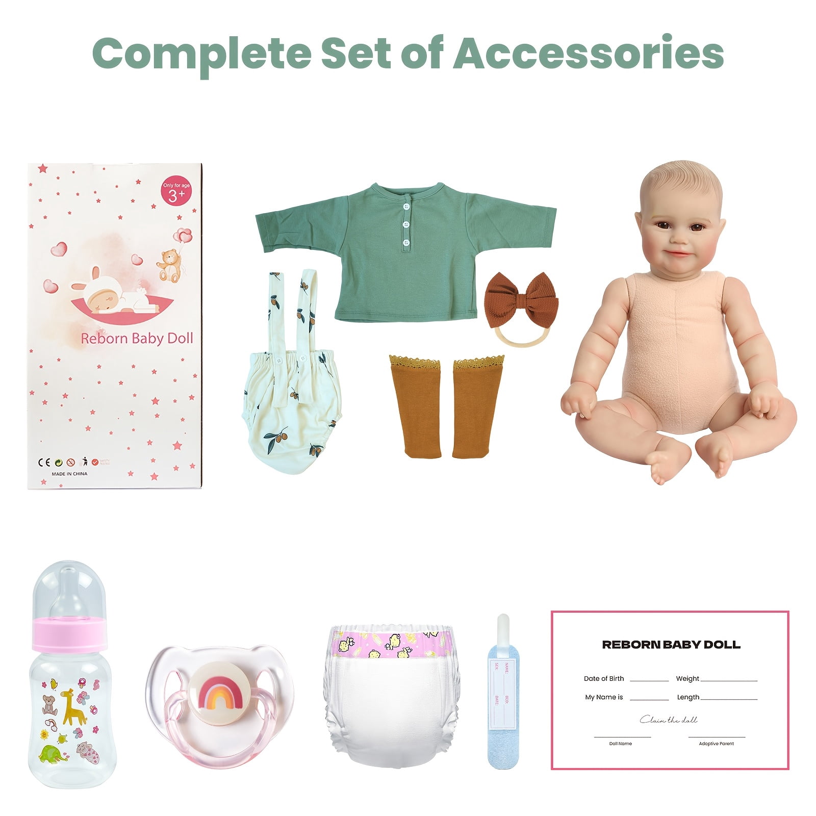 20 Inch Reborn Baby Doll Maddie, Realistic Hand-Painted Hair Baby Doll With Open Eyes And Charming Smile, Includes Extra Accessories, Perfect Gift For Kids