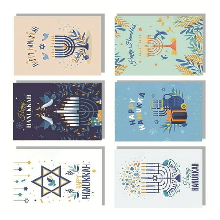 30Pcs Menorah Bird Happy Hanukkah Greeting Card with Envelope Humor Holiday