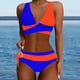 thumbnail image 4 of MKLEKYY Trajes De Baño Women High Waisted Bikini Sets Swimsuits Color Block Two Piece Drawstring Bathing Suit, 4 of 6