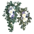 thumbnail image 2 of facefd Rustic Artificial Flower Swag Handmade Hanging for Parties Arbor Artificial Rose Green Ornament Blue, 2 of 9