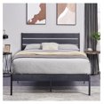Platform Queen Bed Frame with Rustic Vintage Wood Headboard and