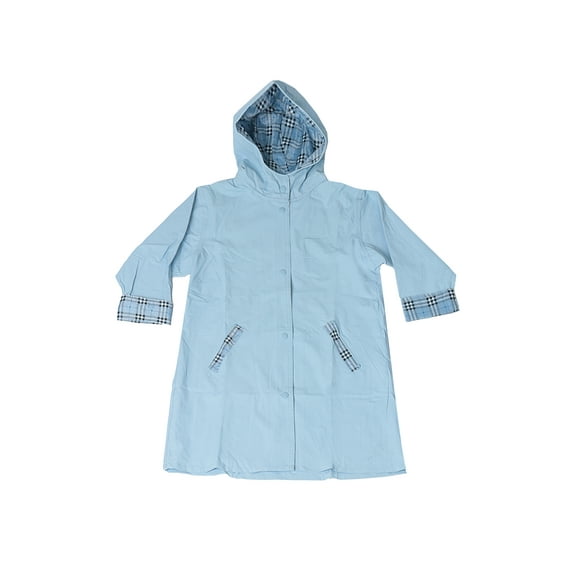 Fit Rite Boys Girls Hooded Waterproof Long Raincoat Full Length Rain Jacket For Children and Toddler With Reflective Stripes (18/20-Years, Light Blue)