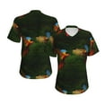 thumbnail image 3 of Yiaed Hybrid Parrot in the Forest Print Women's T Shirt V-Neck Short Sleeve Shirt Casual Breathable Tee Summer Tops-X-Large, 3 of 5