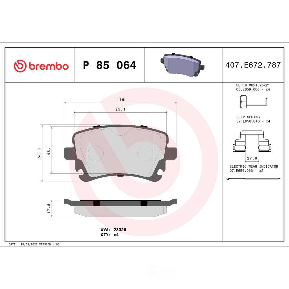 Brembo P85064 PRIME Low-Met Brake Pad Set