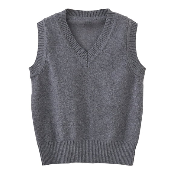 Mercatoo Boys Girls Knitted Sweater Vest Sleeveless Solid Color V-Neck Sweaters Kids School 1niform Comfy Sweaters Tops Clothes