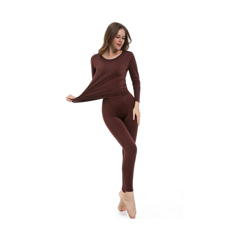 TAW Womens 2-Piece Ultra Soft Thermal Underwear Set Fleece Lined Shirt and  Long John