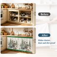 thumbnail image 3 of Christmas Cabinet Dishwasher Hidden Curtains, Privacy Closet Door Curtain, Xmas Truck Trees Elk Gifts House Winter Plaid Green Adhesive Dust Proof Under Sink Skirt for Bathroom Kitchen 35"x35", 3 of 8