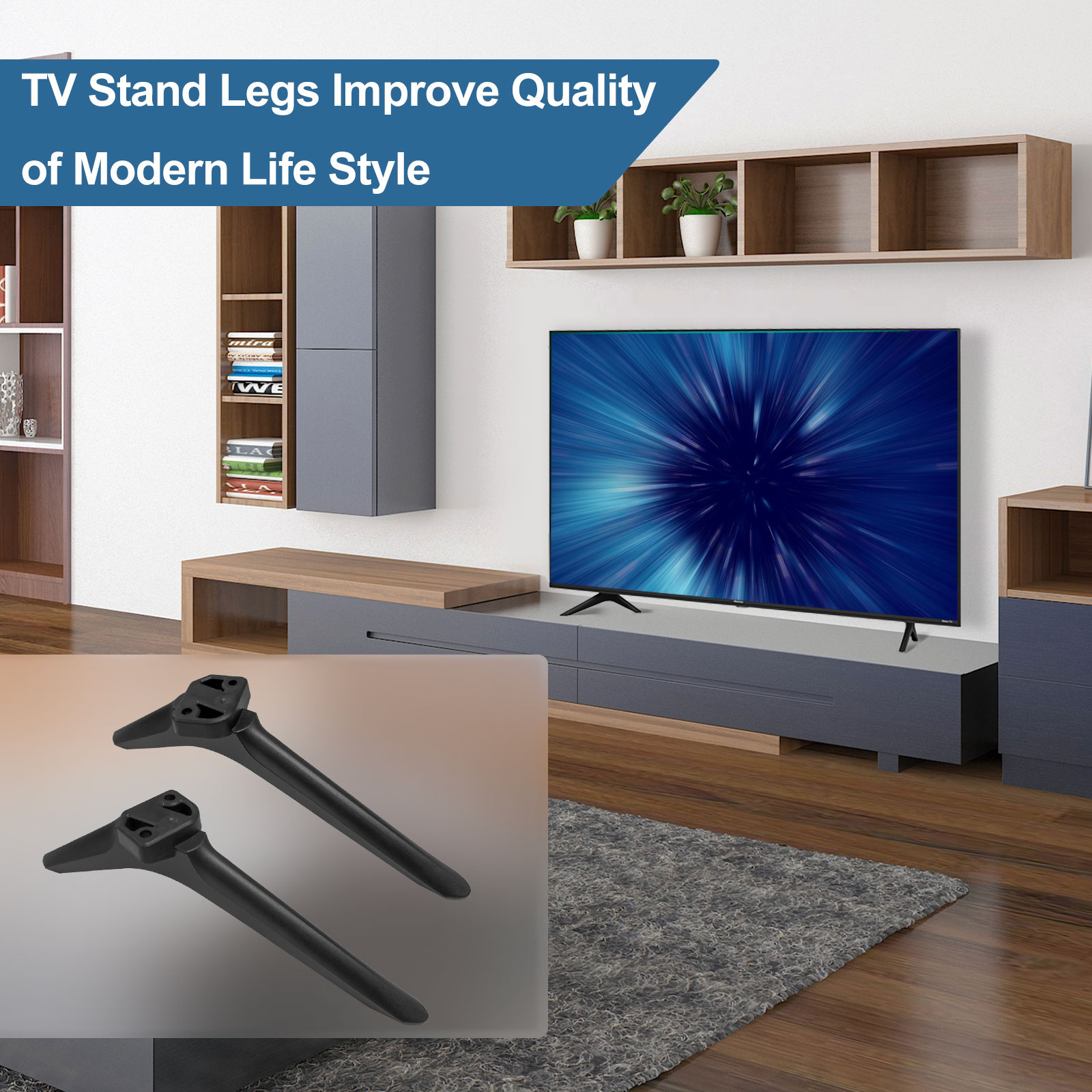 TV Stand for Hisense TV Legs, TV Stand Legs for Hisense 32" 43" 50" 55" 58" 65" Smart TV, for 32H4030F3 43R6E3 50R6E3 50A6G 55H6570 55H6570G 58H6870, TV Stand Legs with Screws