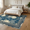 thumbnail image 3 of ODIKA 6'x9' Ultra-Soft Area Rug, Ocean Compass Motif Coral Border Vintage Turtle Nautical Map Playful Expressive None Washable, Bare feet friendly, Silk-Touch for Guest Room, Bedroom, 3 of 7