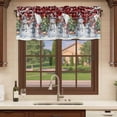 thumbnail image 6 of Red Black Christmas Curtain Valances for Windows, Kitchen Valance Window Treatments Panel 2 Pack, Xmas Winter Snowman Snowflakes Trees Rod Pocket Short Curtains for Bathroom Bedroom 42 x 18 Inch, 6 of 8