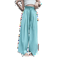 thumbnail image 2 of MAIHAN-Girls Ice Silk Wide Leg Pants | Soft Lightweight Summer Trousers with Elastic Waist | Flowy Loose Fit for Casual & Outdoor Wear(Sky Blue,6-7Years), 2 of 7