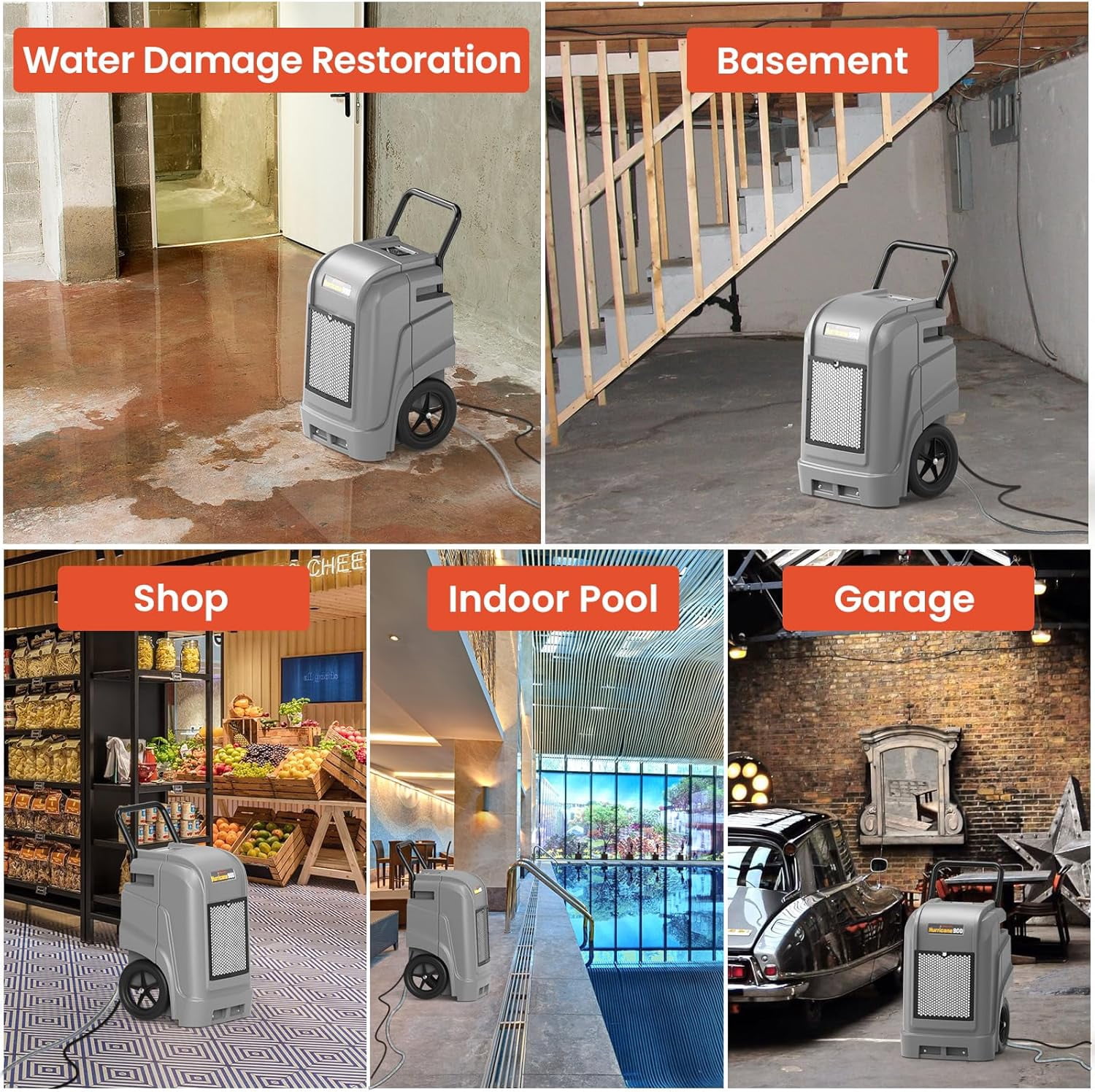 Abestorm 190 PPD Commercial Dehumidifiers with Pump and Drain Hose, Large Spaces Industrial Dehumidifier for Basements, Water Damage Restoration, Portable, Auto Defrosting, Up to 2,600 Sq.Ft