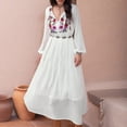 thumbnail image 1 of Vestido largo bordado de gasa con cuello en V vestido elegante para mujer traje diario holgado, 1 of 6