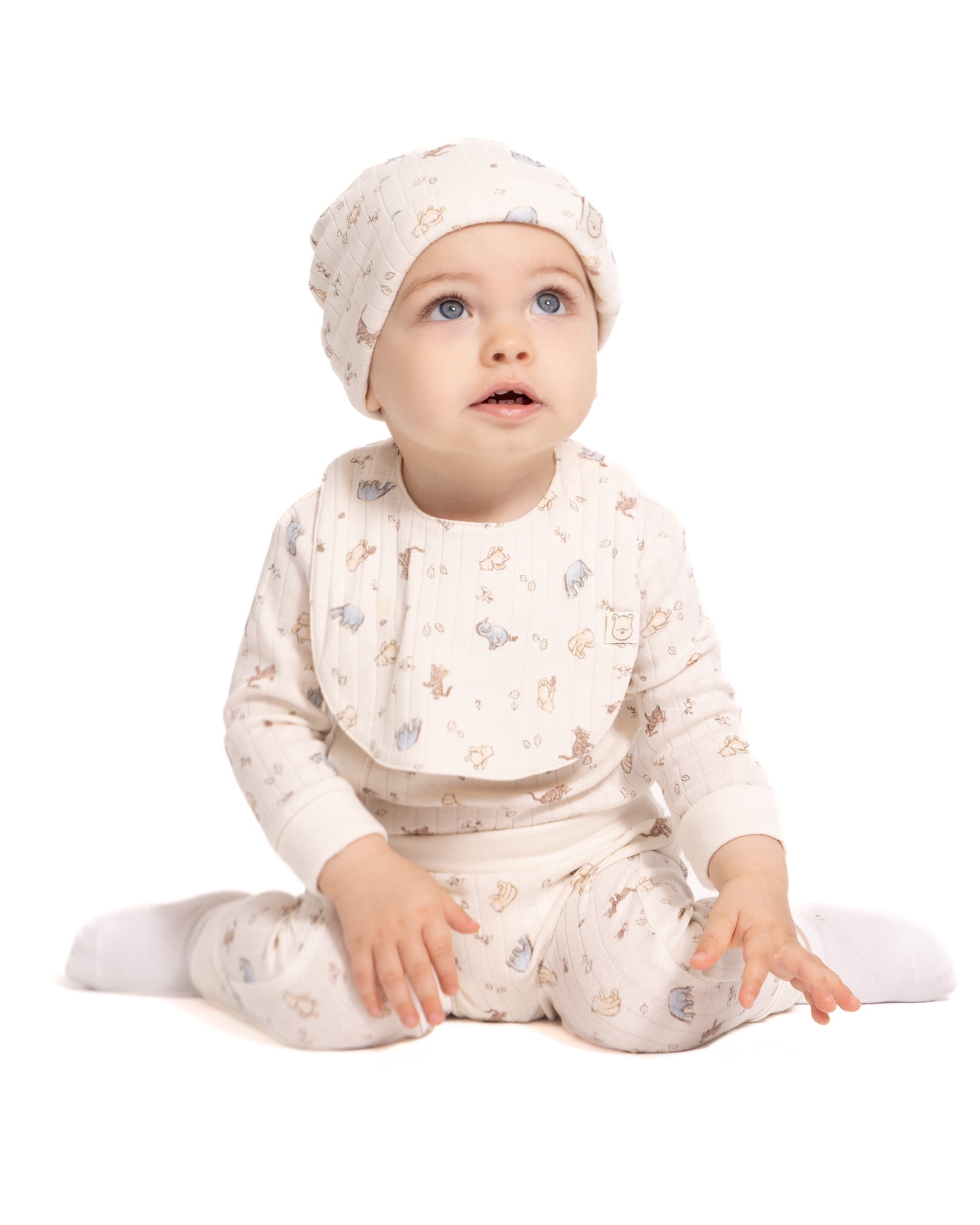 Disney Winnie the Pooh Unisex Baby Allover Print Take Me Home Layette Outfit Set, 4-Piece, Sizes Preemie-6/9M