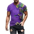 thumbnail image 3 of DDAPJ pyju Mens Fancy Holiday T Shirts Novelty Mardi Gras Mask Graphic Tees Big and Tall Casual Streetwear Tops Tuesday Carnival Party Outfits X-Light Purple S, 3 of 7