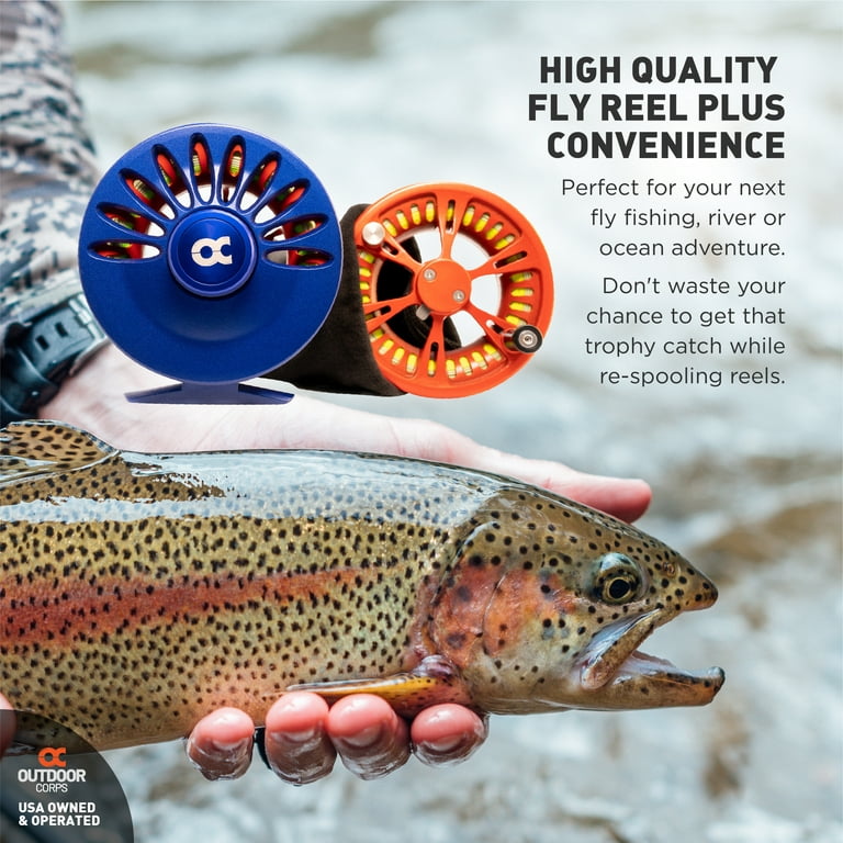 Outdoor Corps Large Arbor Fly Fishing Reel - Peacock, Red