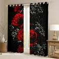 thumbnail image 2 of Manfei Romantic Rose Black Out Curtains for Lover, Couple Valentines Day Curtains Pack of 2 (42x63 Each), Black Red Bedroom Curtains, Window Curtains Bedroom Decor, 2 of 6