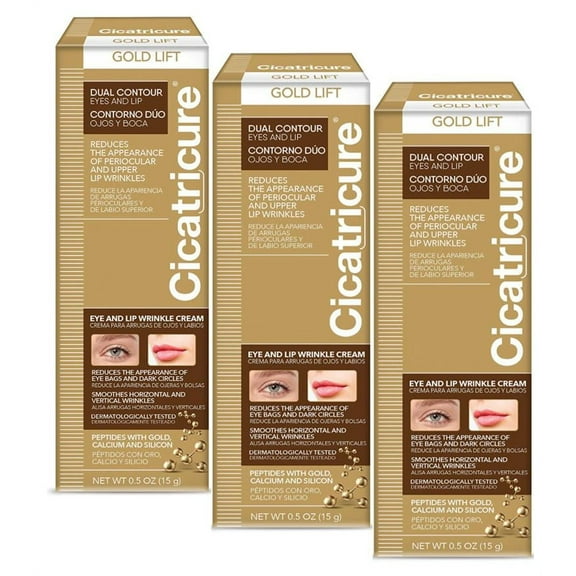 Cicatricure Gold Lift Dual Contour Cream, Eye and Lip Wrinkle Cream, Value 3 Pack, 0.5 oz