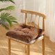 thumbnail image 3 of Nvzi Cojín de pana suave para silla de exterior o patio con lazos, para decoración del hogar, para sillas de comedor de interior, 18" × 18" × 3,6", color marrón, 1 unidad, 3 of 5