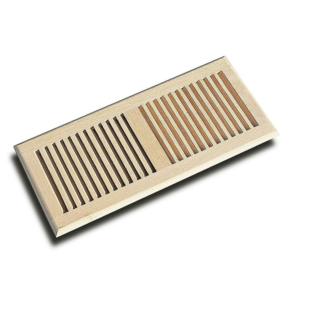 WELLAND 6" x 14" Wood Vent Floor Register Self Rimming, Unfinished Hickory