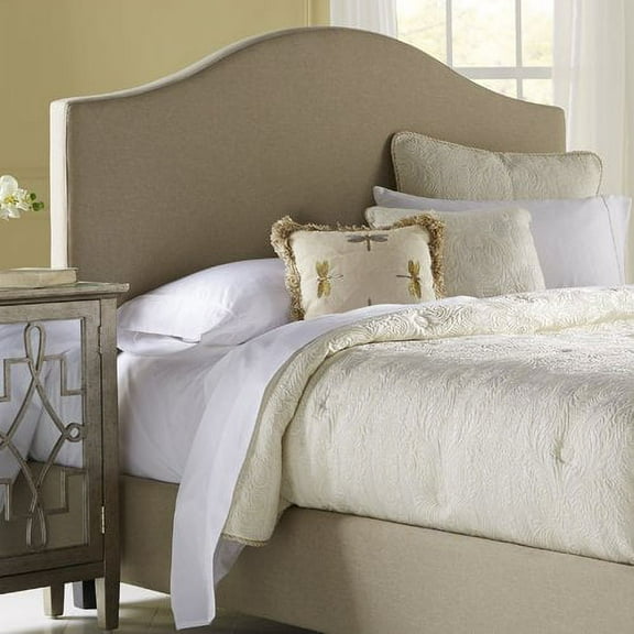 Home Meridian International Saddle Back 5/0 Upholstered Headboard, Beige