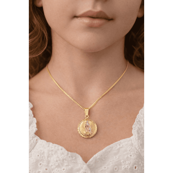 Virgen de Guadalupe Necklace 14K Gold Filled / Virgen de Guadalupe Pendant 18x15mm / Guadalupe Jewelry / Cadena de la Virgen de Guadalupe en Oro Laminado
