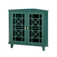 thumbnail image 4 of Walker Edison Transitional Fretwork Doors Corner Accent Cabinet, Dark Teal, 4 of 9