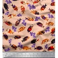 thumbnail image 1 of Soimoi Silk Fabric Floral & Textured Fish Ocean Print Fabric by The Yard 42 Inch Wide, 1 of 1
