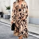 thumbnail image 4 of Vestido Vestido elegante estampado Estilo casual Vestido largo plisado de mujer Traje diario de gasa Cgtredaw Marrón T L para Mujer, 4 of 6