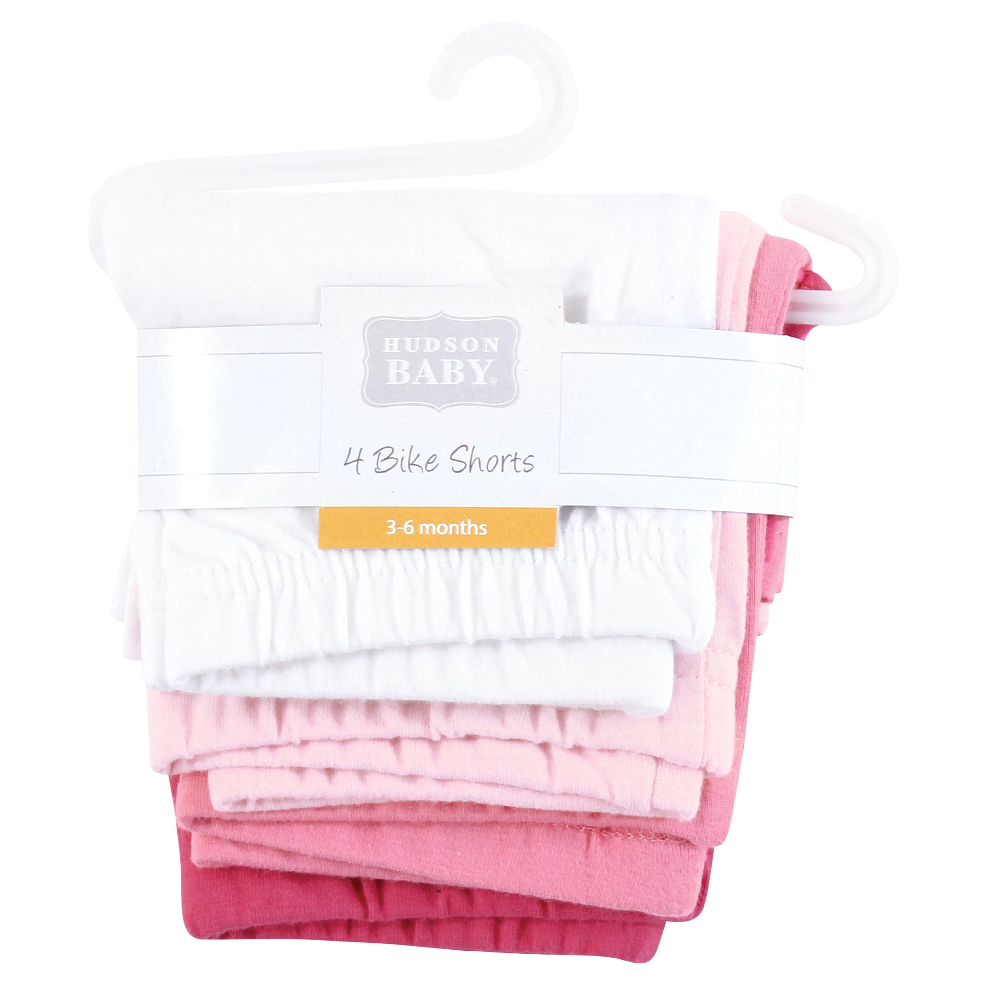 Hudson Baby Infant Girls Shorts Bottoms 4-Pack, White Pink, 2T
