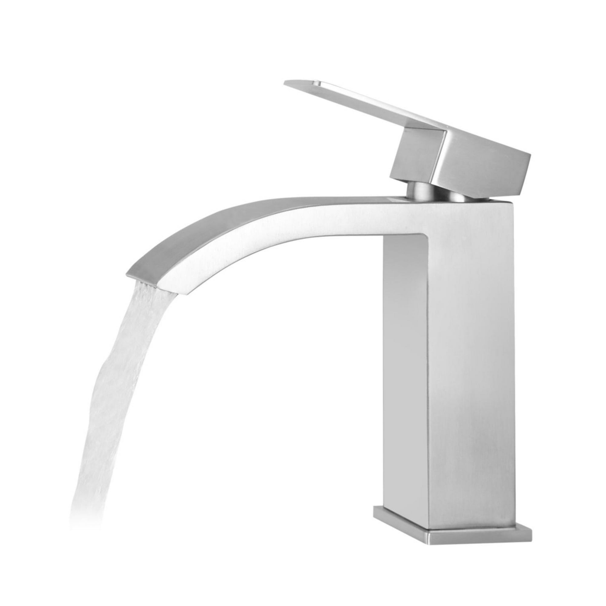 Ankishi Single Handle Waterfall Bathroom Vanity Brushed Finish Sink Faucet With Extra Large Rectangular Spout Walmartcom Walmartcom