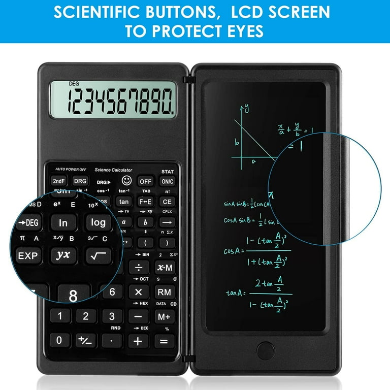 Scientific Calculators for Students 10 Digit Large Screen Math Calculator with Notepad for Middle High School College Black