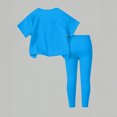 thumbnail image 5 of CCRFTGI Summer Outfits for Child Girls Size 7 Casual Lounge 2 Piece Outfits Solid Short Sleeve T Shirt and Elastic Waist Leggings Athletic Sets for Girls Dark Blue 11-12 Years, 5 of 5