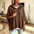 thumbnail image 2 of Tops for Women, Pullover Sweaters for Women Hooded Side Slit Ribbed 3/4 Sleeve Sweaters, Drawstring, Batwing Sleeve, Soft and Comfort Fabric, Drop Shoulder, 2 of 5