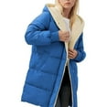 thumbnail image 3 of Fnooota Puffer Jacket for Women, Full Zip Mid Length Hooded Warm Winter Coats Blue Size XL, 3 of 5