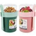 thumbnail image 1 of 2Pcs Overnight Oat Cups with Lid Spoon 790ml Double Layer Breakfast Salad Cups Portable Sealed Overnight Oat Jar Reusable Lightweight On The Go Yogurt Pots for Fruit Salad Cereals, 1 of 8