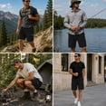 thumbnail image 6 of Men’s Cargo Shorts, 100% Polyester Elastic Waist Drawstring Shorts with Multi Pockets, Loose Fit Knee Length Casual Shorts for Summer Travel Outdoor Wear, 6 of 7