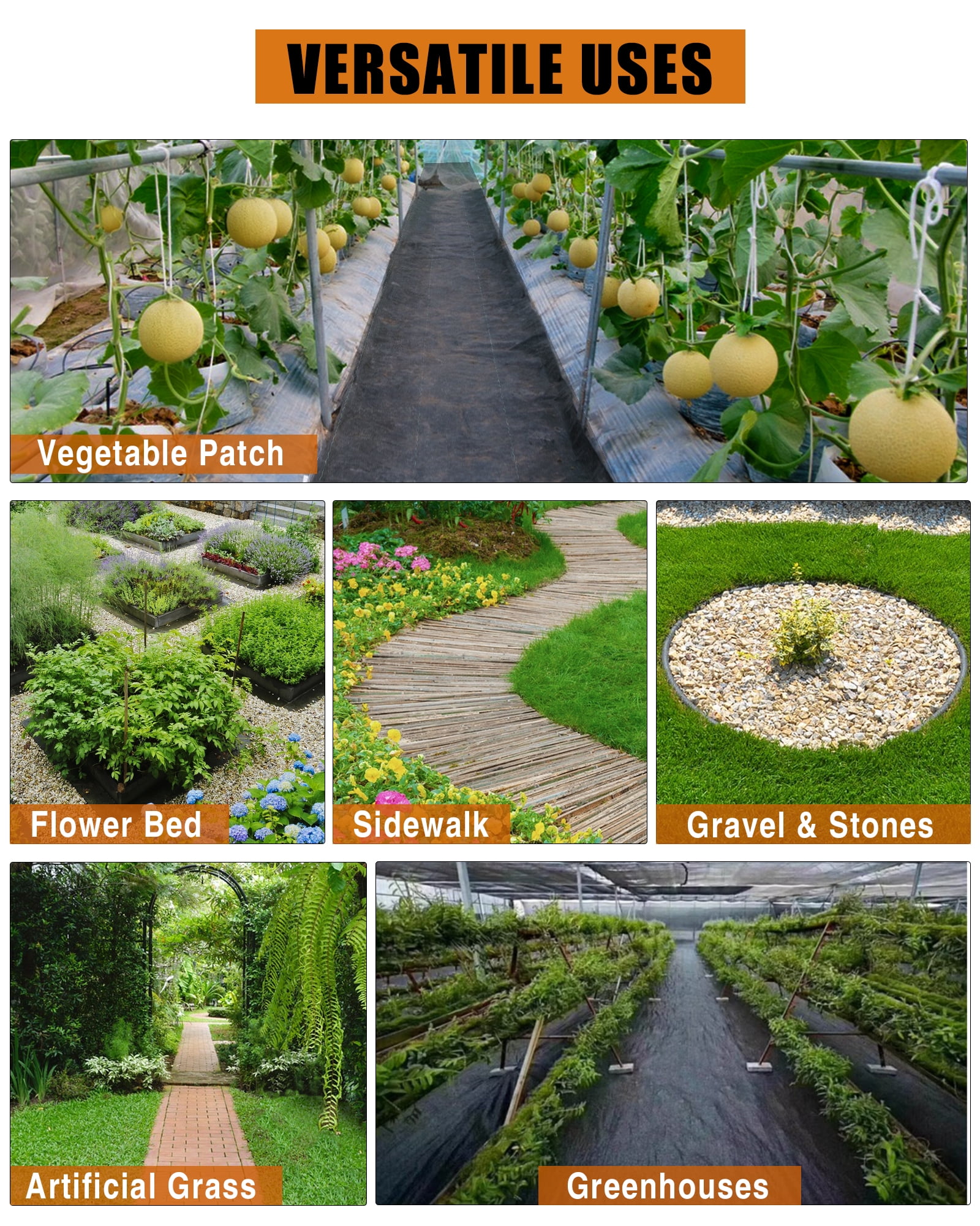 Weed Barrier Landscape Fabric, Durable Heavy Duty Weed Block Gardening Mat, for Soil Stabilization and Weed Barrier