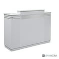 thumbnail image 2 of MAYAKOBA Sonoma Reception Desk with Side Cabinets Adjustable Shelves Desk Area Drawers, Office Restaurant Beauty Salon Furniture, Luxe White/Silver Accents, 2 of 3