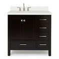thumbnail image 2 of Ariel Cambridge 37 In. Left Offset Oval Sink Vanity With White Quartz Countertop In Espresso, 2 of 10