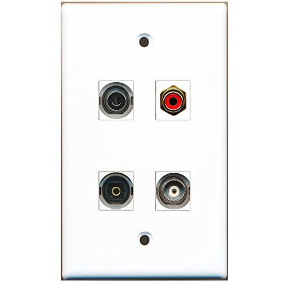 RiteAV - 1 Port RCA Red 1 Port Toslink 1 Port 3.5mm 1 Port BNC Wall Plate