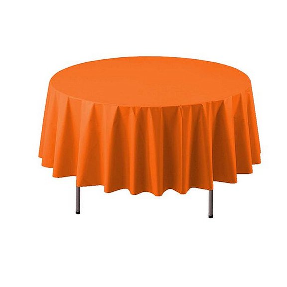 1 - Party Essentials 84" Round Heavy Duty Plastic Table Covers - Tangerine