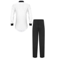 thumbnail image 2 of Aislor Mens Ballroom Dance Latin Salsa Set Sparkling Rhinestone V Neck Bodysuit Tops with Straight Leg Pants White M, 2 of 7